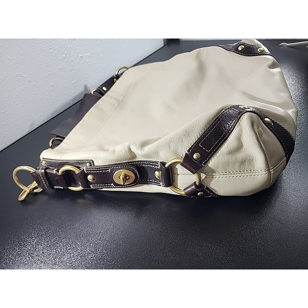 COACH‎ VINTAGE beige cream white leather handbag purse Vintage - Picture 8 of 11